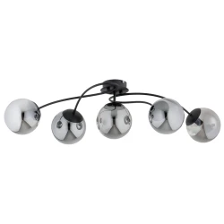 Mitea M11101-5 plafonski luster sa 5 dimljenih kugli, crni, 5xE27