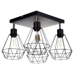 Mitea M0824-4P plafonska lampa sa 4 žičana abažura, crna, 4xE27