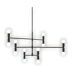 Mitea M101712 luster sa 12 grla na pravim kracima, crni, 12xE27