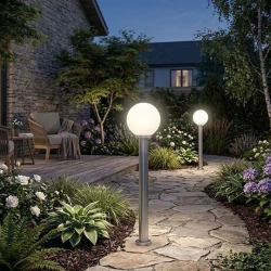M932 Max.60W saten hrom IP44 E27 baštenska lampa stubna Mitea Lighting