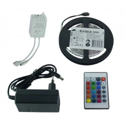 Mitea MLR-5050-30 RGB LED traka 12V 7W/m IP20, 5m, set sa napajanjem i daljinskim