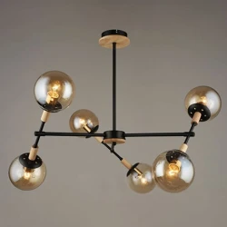 Mitea M11081-6 luster sa 6 zlatnih staklenih kugli, crni, 6xE27