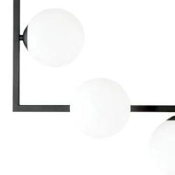 Mitea M10771-4 geometrijski luster sa 4 bele kugle, crni, 4xE27