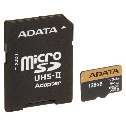 A-DATA UHS-II U3 MicroSDXC 128GB V90 class 10 + adapter AUSDX128GUII3CL10-CA1Hard disk za video nadzor A-DATA UHS-II U3 MicroSDXC 128GB V90 class 10 + adapter AUSDX128GUII3CL10-CA1Hard disk za video nadzor