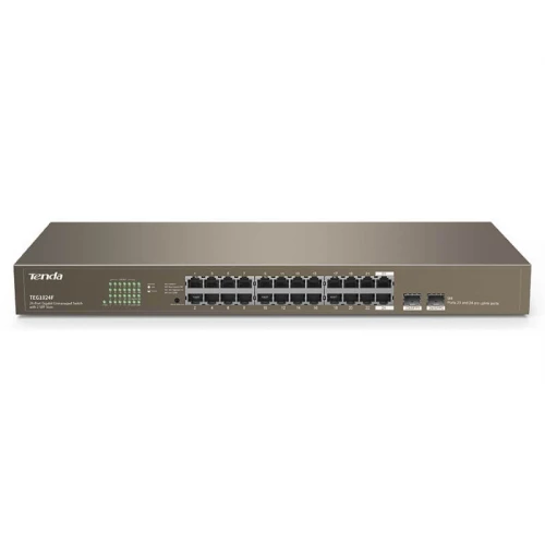 TENDA TEG1024F 24-Port Gigabit Unmanaged Switch with 2 SFP SlotsEthernet svičevi TENDA TEG1024F 24-Port Gigabit Unmanaged Switch with 2 SFP SlotsEthernet svičevi