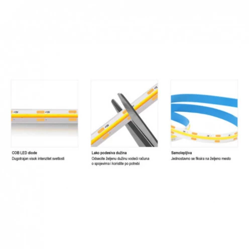 COB LED traka toplo bela 320 LED / 1mLed trake