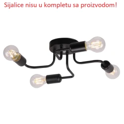 Mitea M11038-4 plafonska svetiljka sa 4 kraka, crna, 4xE27