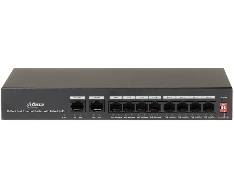 DAHUA PFS3010-8ET-65 10-Port Ethernet Switch with 8-Port PoE - Ethernet PoE svičevi