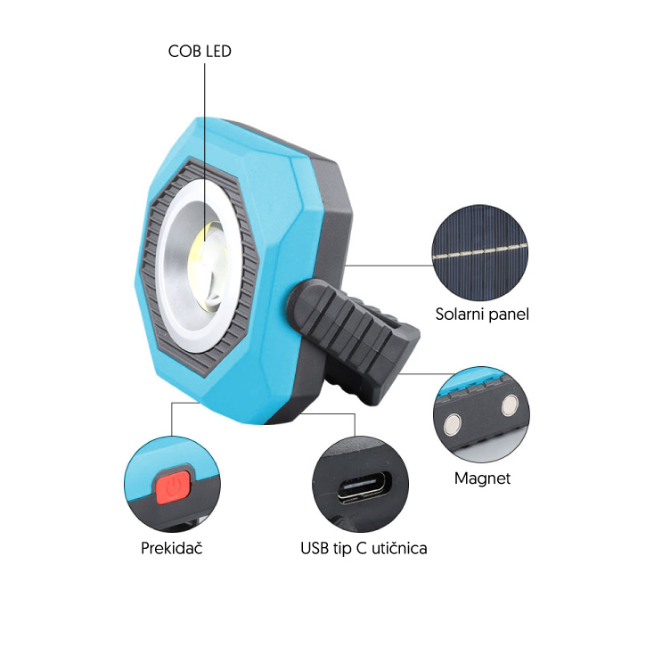 Punjiva LED lampa 6W sa solarnim panelom - Led lampe na baterije