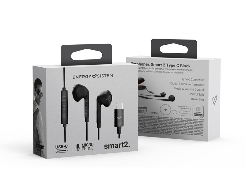 Slušalice sa mikrofonom Smart 2 Type C crne - Slušalice