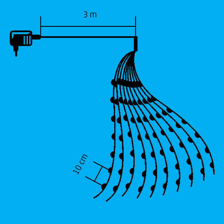 Svetleći niz sa 200 hladno belih LED dioda -