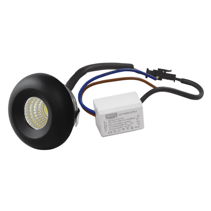 Ugradna LED lampa 3W dnevno svetlo crna - Led spotovi