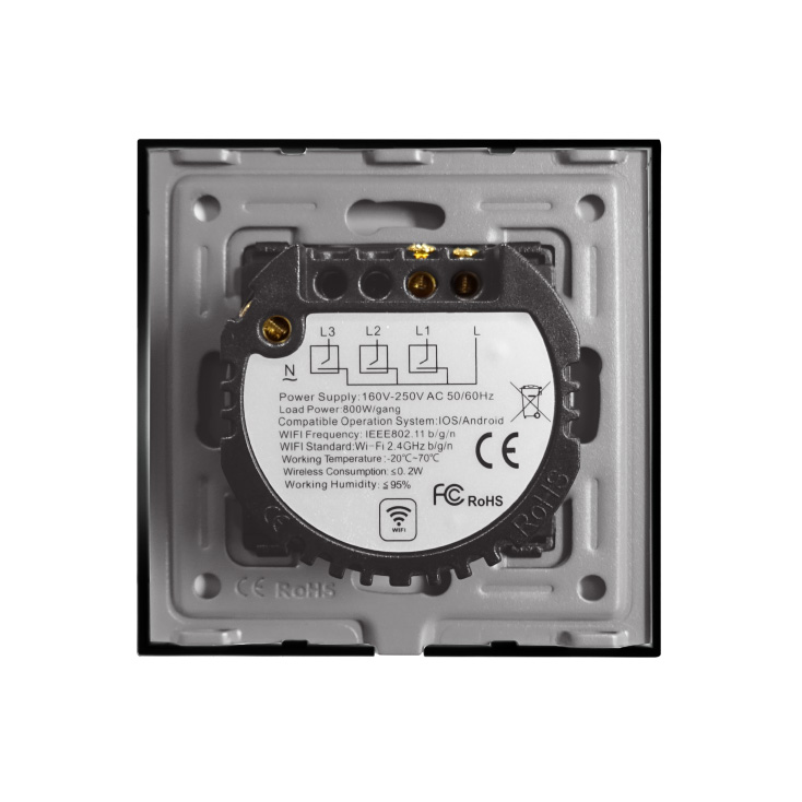 Wi-Fi smart prekidač svetla bez N provodnika 10A crni - Ostala oprema