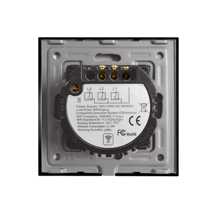 Wi-Fi smart prekidač svetla bez N provodnika 2x10A crni - Ostala oprema