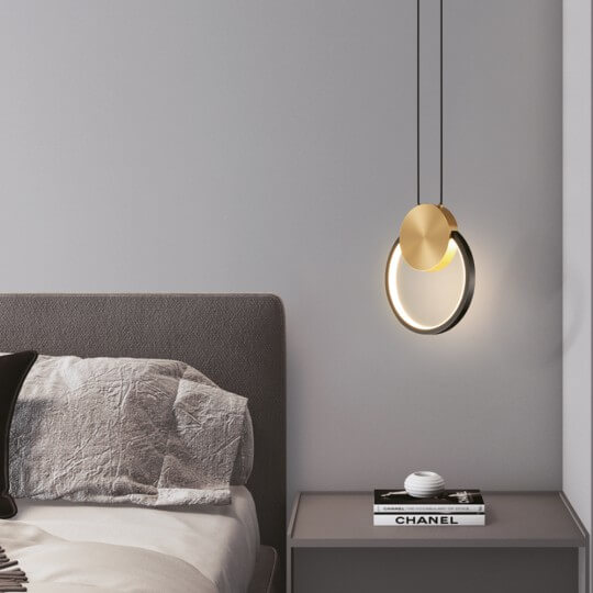 LED visilica crna + staro zlato 9W 3000K 250mm - Lusteri i visilice