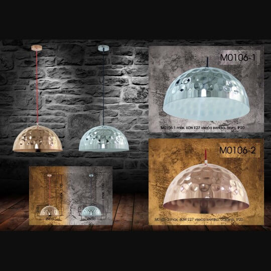Visilica hrom 1xE27 Max.60W/220V M0106-1 - Lusteri i visilice