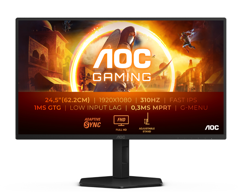 AOC AGON Gaming Monitor 24.5 inča FHD Fast IPS 310Hz, USB Hub, PS5 i Xbox - PC monitori