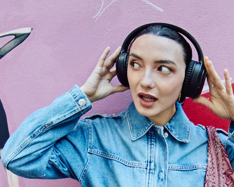 Bežične Bluetooth slušalice preko ušiju sa ANC i 50 sati baterije crne - Slušalice