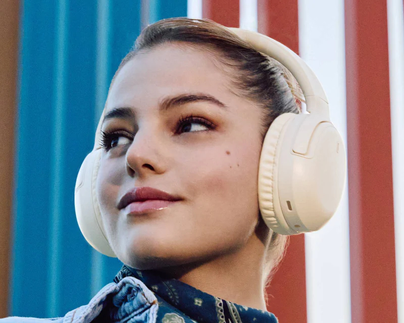 Bežične Bluetooth slušalice preko ušiju sa ANC i 50 sati baterije krem - Slušalice