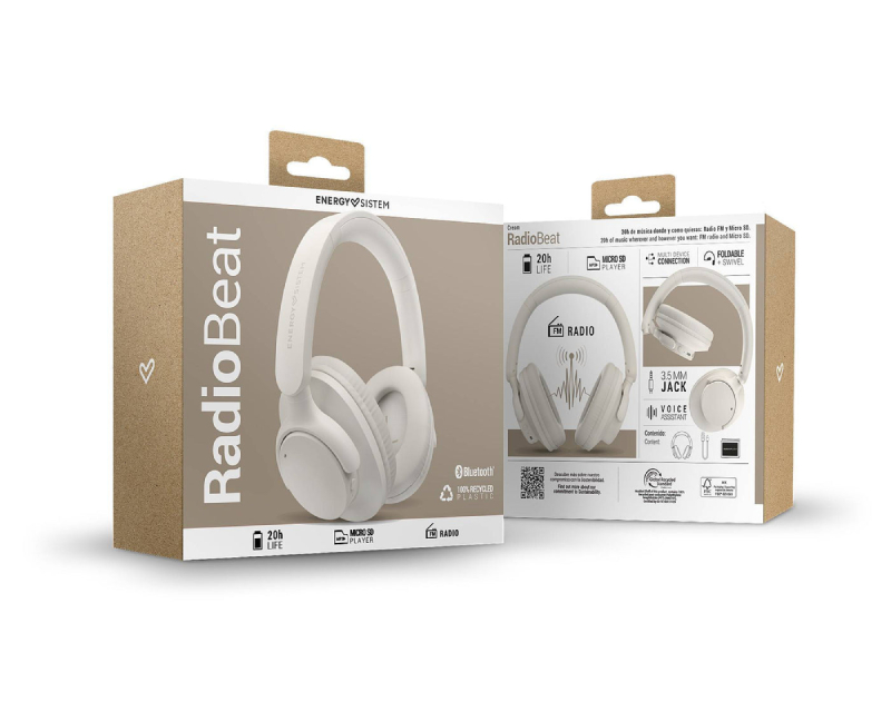 Bežične Bluetooth slušalice sa FM radiom i MP3 plejerom krem - Slušalice