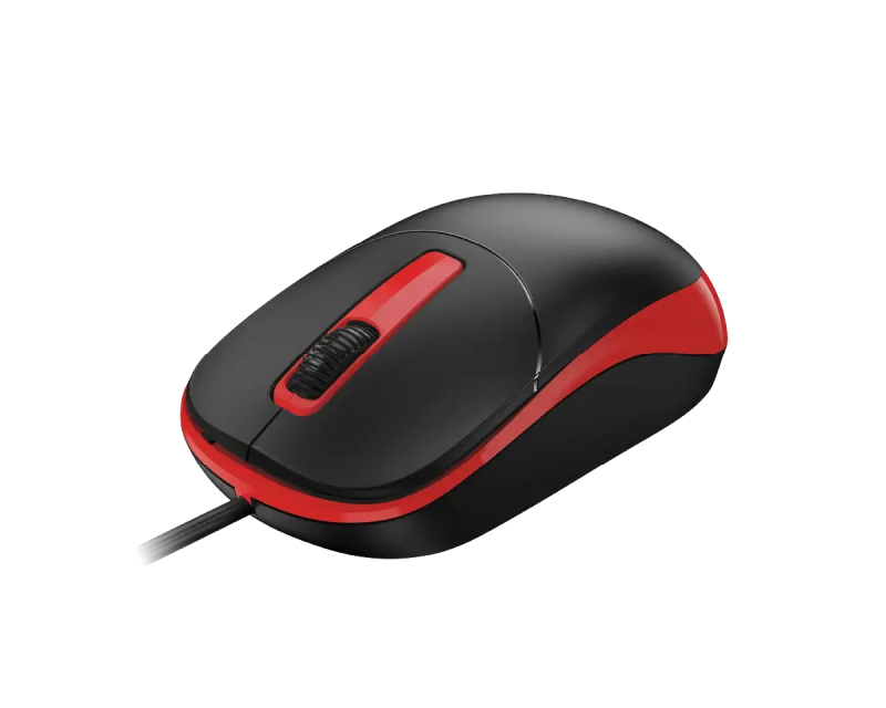 Genius Žični Miš 1200 DPI, 3 Tastera, USB, Ambidekstrnski, Crno Crveni - Miševi i tastature