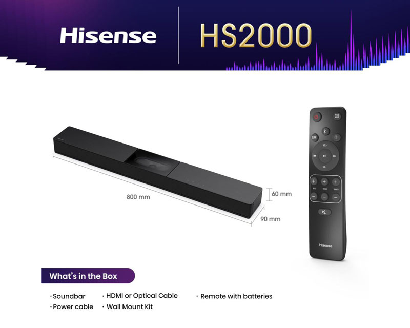 HISENSE 2.1 soundbar sa ugrađenim subwooferom, HDMI ARC - Zvučnici
