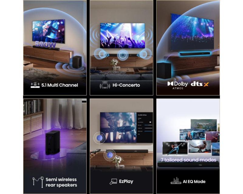 HISENSE 5.1 soundbar 380W, Dolby Atmos, bežični subwoofer - Zvučnici