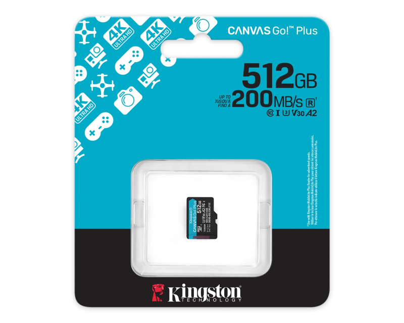 Kingston microSDXC 512GB 200MB/s UHS-I U3 V30 A2 - Memorijske kartice