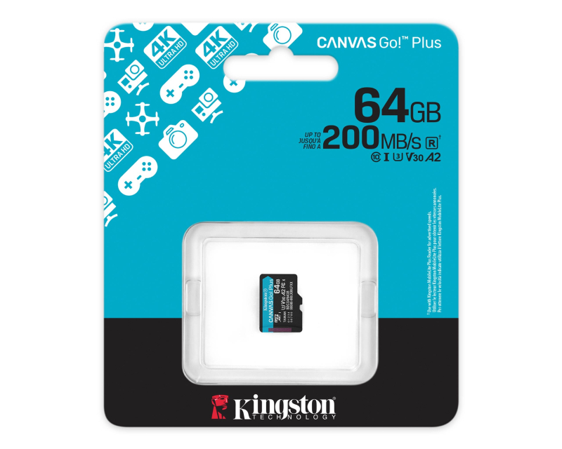 Kingston microSDXC 64GB 200MB/s UHS-I U3 V30 A2 - Memorijske kartice