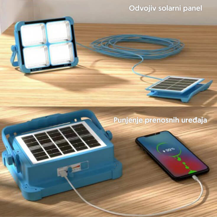 Prenosni punjivi LED reflektor 50W sa solarom - Led reflektori