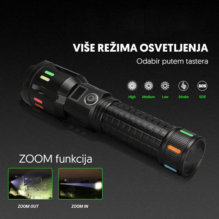 Punjiva LED baterijska lampa sa displejem - Led lampe na baterije