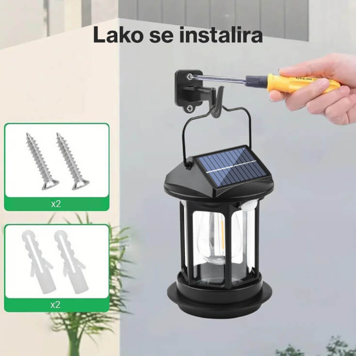 Solarna lampa fenjer sa senzorom pokreta - Led spoljna rasveta