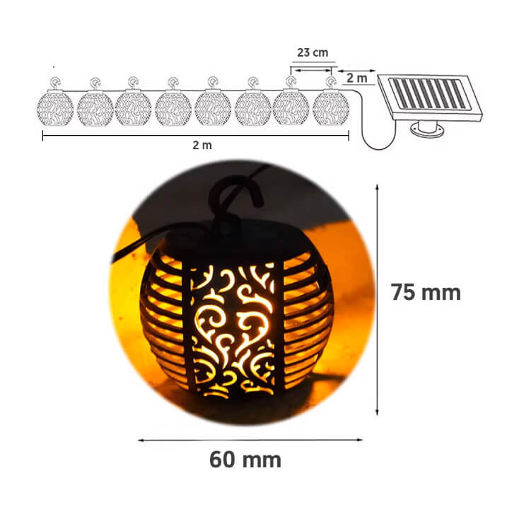 Solarni LED niz 2 m, 10 lampiona - Led spoljna rasveta