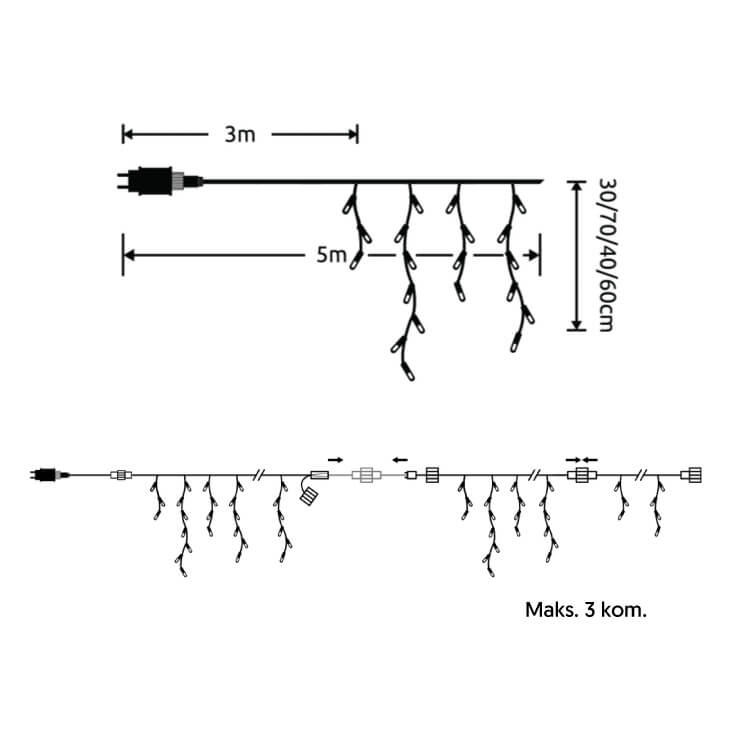 Svetleći niz sa 100 toplo belih LED dioda - Dekorativna rasveta