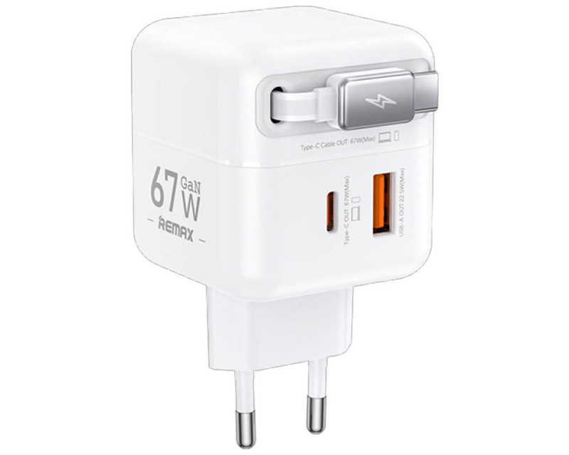 Remax 67W GaN punjač sa uvlačivim USB-C kablom (MOB03331)