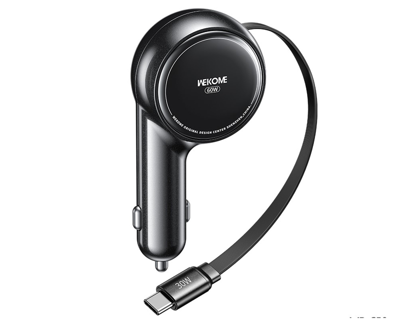 Wekome 30W auto punjač USB-C sa uvlačivim kablom crni (GPS01124)