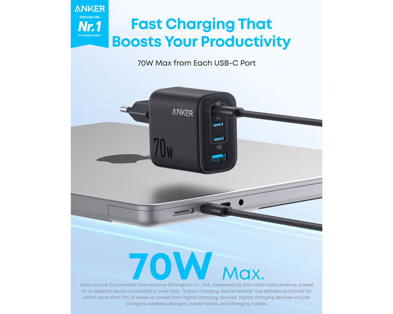 Anker 70W GaN punjač sa 4 porta (MOB03462)