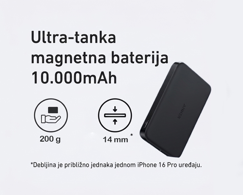 Anker MagSafe bežična baterija 10000mAh crna (MOB03320)