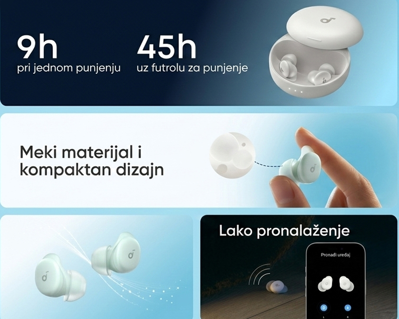 Anker Soundcore Sleep A30 bubice za spavanje sa ANC, bele