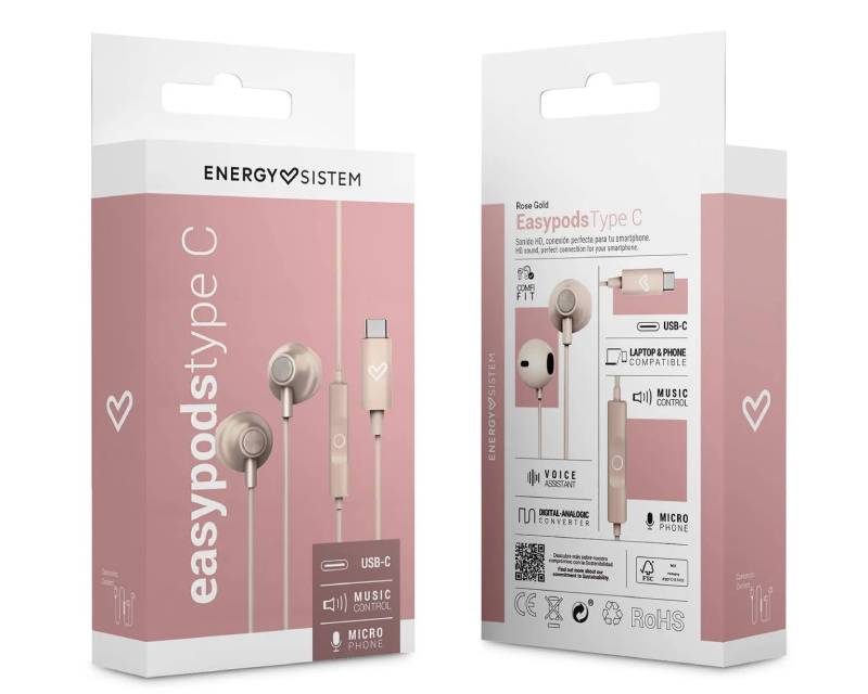 Energy Sistem žične bubice sa mikrofonom USB-C roze (ZVU03294)