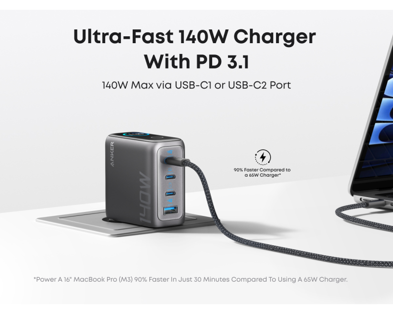 Anker 140W GaN punjač kompaktan USB-C (MOB03342)