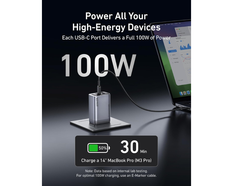 Anker 100W GaN punjač sa 3 porta (MOB03238)