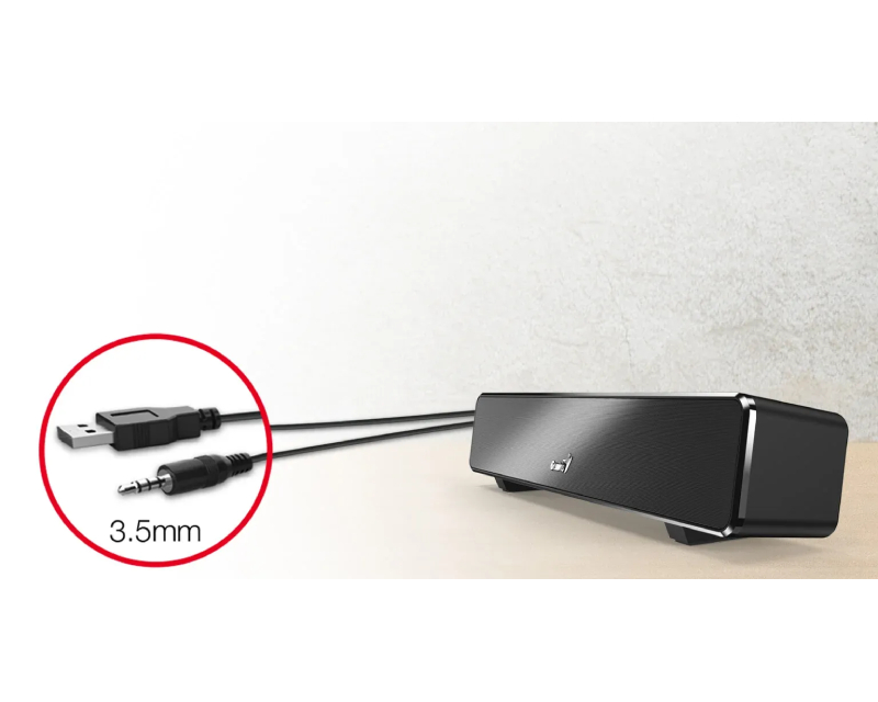Genius soundbar 2.0 za računar 3.5mm i USB crni