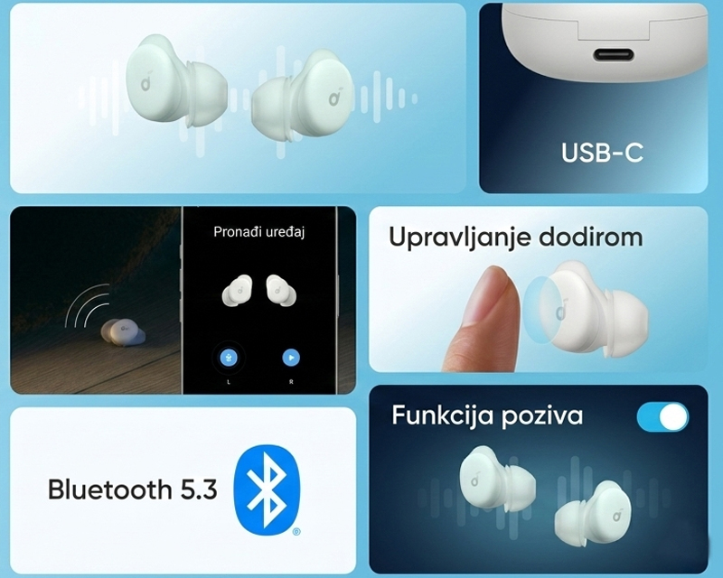 Anker Soundcore Sleep A30 bubice za spavanje sa ANC, bele
