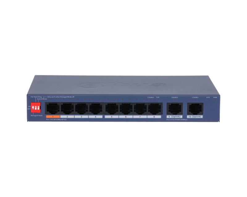 Dahua CS4010-8ET2GT-60 PoE svič 10 portova 8 PoE 60W DIP prekidač