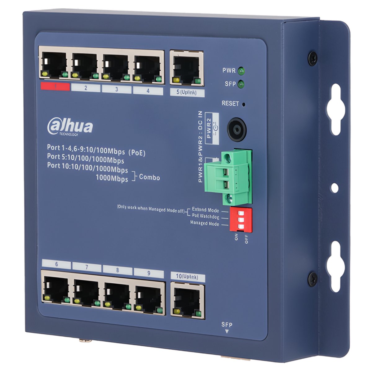 Dahua CHS4110-8ET očvrsnuti cloud PoE switch 10 portova sa combo uplinkom i DIP 90W - Oprema za video nadzor
