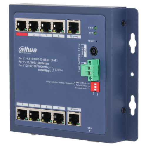 Dahua CHS4110-8ET očvrsnuti cloud PoE switch 10 portova sa combo uplinkom i DIP 90W - Oprema za video nadzor