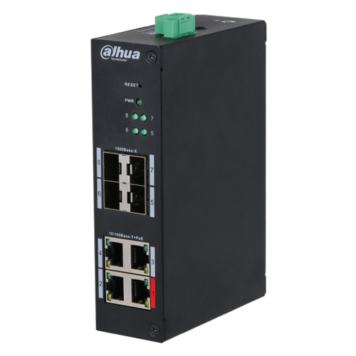 Dahua HS4408 upravljivi industrijski PoE switch 4 PoE i 4 SFP porta - Oprema za video nadzor