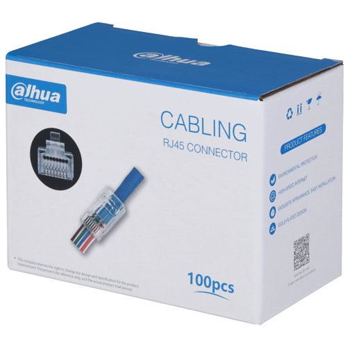 Dahua RJ45 pass through konektori za CAT5 i CAT5E pakovanje 100 komada - Oprema za video nadzor