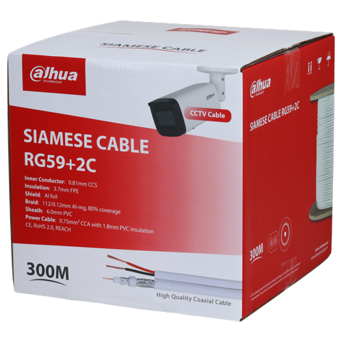 Dahua PFM941I koaksijalni kabl RG59 sa napajanjem 300m beli